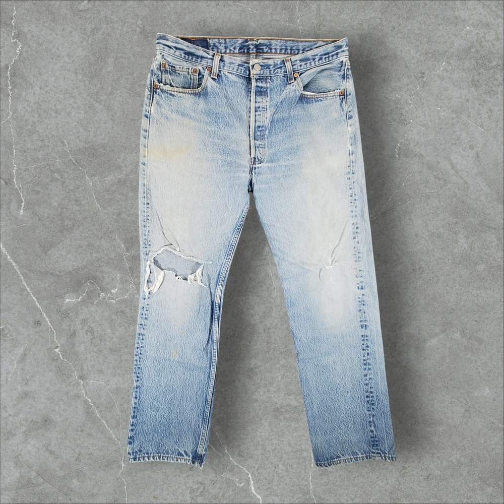 Levi's 501 Jeans Mens 33x32 Light Wash Button Fly Straight Leg Vintage USA Made